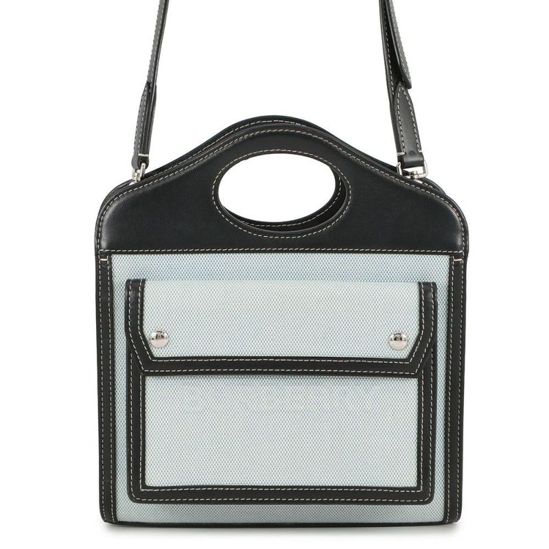 バーバリー ハンドバッグ ミニ ポケットバッグ キャンバス レザー 8039101 BURBERRY 2way 黒