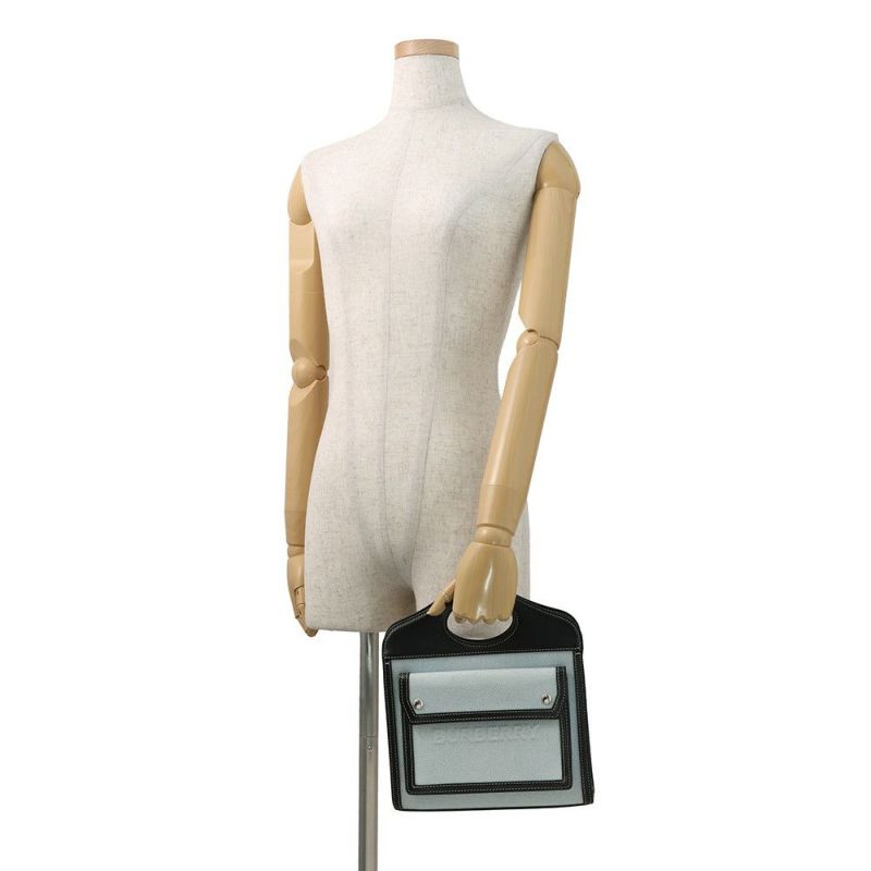 バーバリー ハンドバッグ ミニ ポケットバッグ キャンバス レザー 8039101 BURBERRY 2way 黒