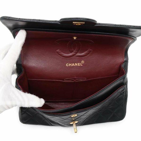 シャネル チェーンショルダーバッグ マトラッセ25 ココマーク ラムスキン ダブルチェーン A01112 CHANEL 黒