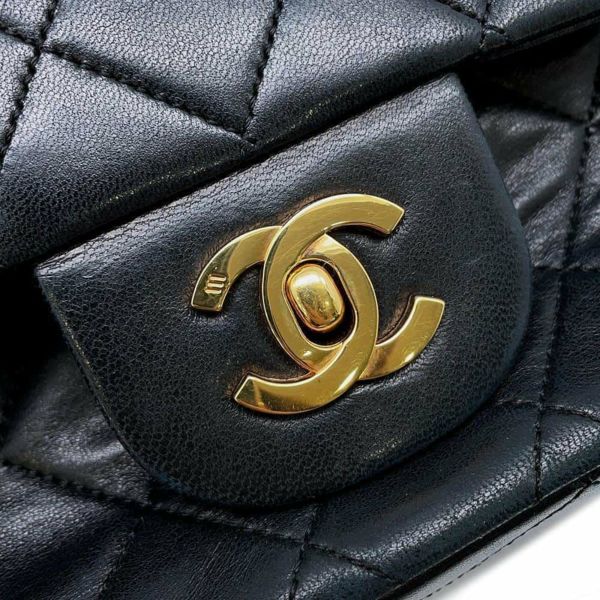 シャネル チェーンショルダーバッグ マトラッセ25 ココマーク ラムスキン ダブルチェーン A01112 CHANEL 黒