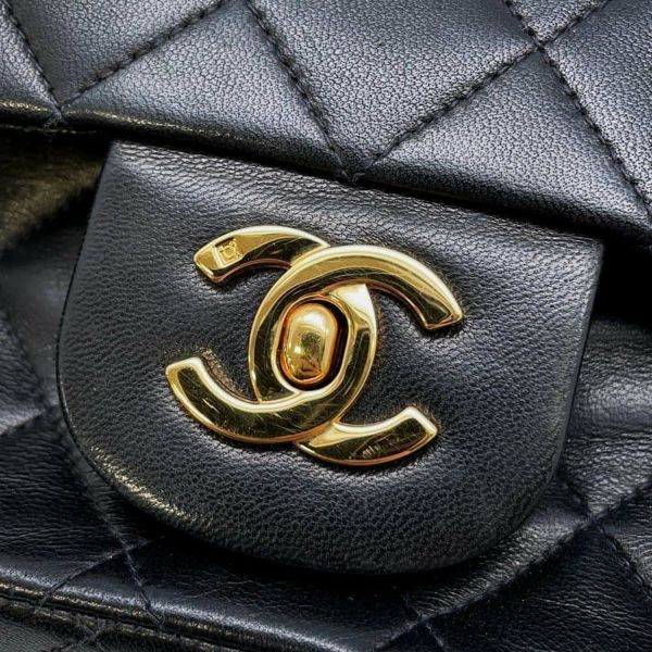 シャネル チェーンショルダーバッグ マトラッセ25 ココマーク ラムスキン ダブルチェーン A01112 CHANEL 黒