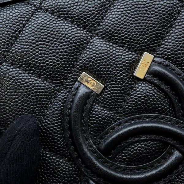 シャネル チェーンショルダーバッグ CCフィリグリー バニティバッグ キャビアスキン A93343 CHANEL ヴァニティ 黒