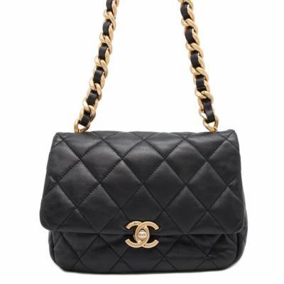 シャネル チェーンショルダーバッグ マトラッセ ココマーク ラムスキン AS3206 CHANEL 黒 安心保証