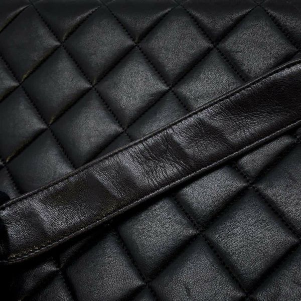 シャネル チェーンショルダーバッグ デカマトラッセ ココマーク ラムスキン CHANEL バッグ 黒