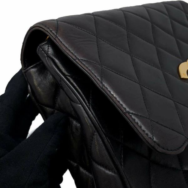 シャネル チェーンショルダーバッグ デカマトラッセ ココマーク ラムスキン CHANEL バッグ 黒