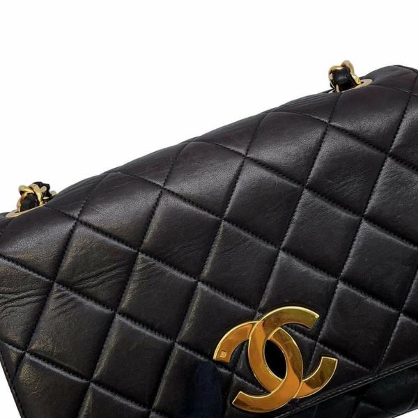 シャネル チェーンショルダーバッグ デカマトラッセ ココマーク ラムスキン CHANEL バッグ 黒