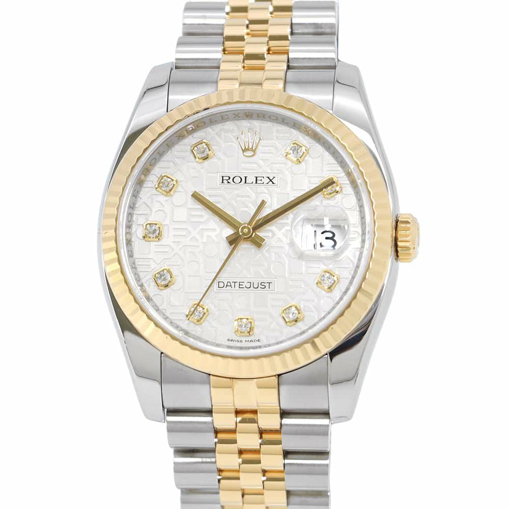 ロレックス デイトジャスト G番 SS/K18YG 10Pダイヤ 116233G ROLEX 腕時計 シルバー/コンピューター文字盤
