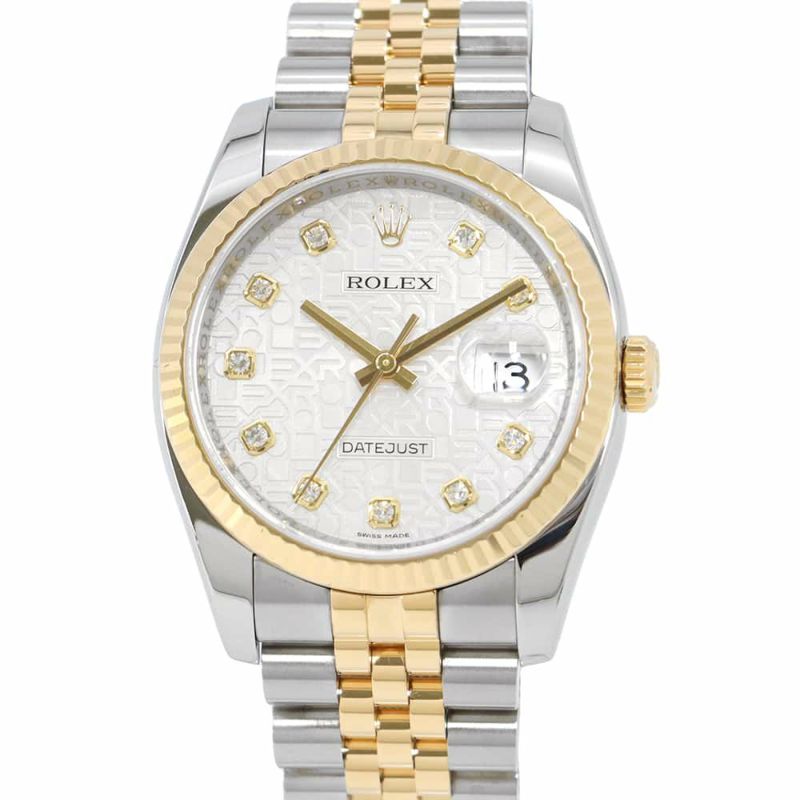 ロレックス デイトジャスト G番 SS/K18YG 10Pダイヤ 116233G ROLEX 腕時計 シルバー/コンピューター文字盤