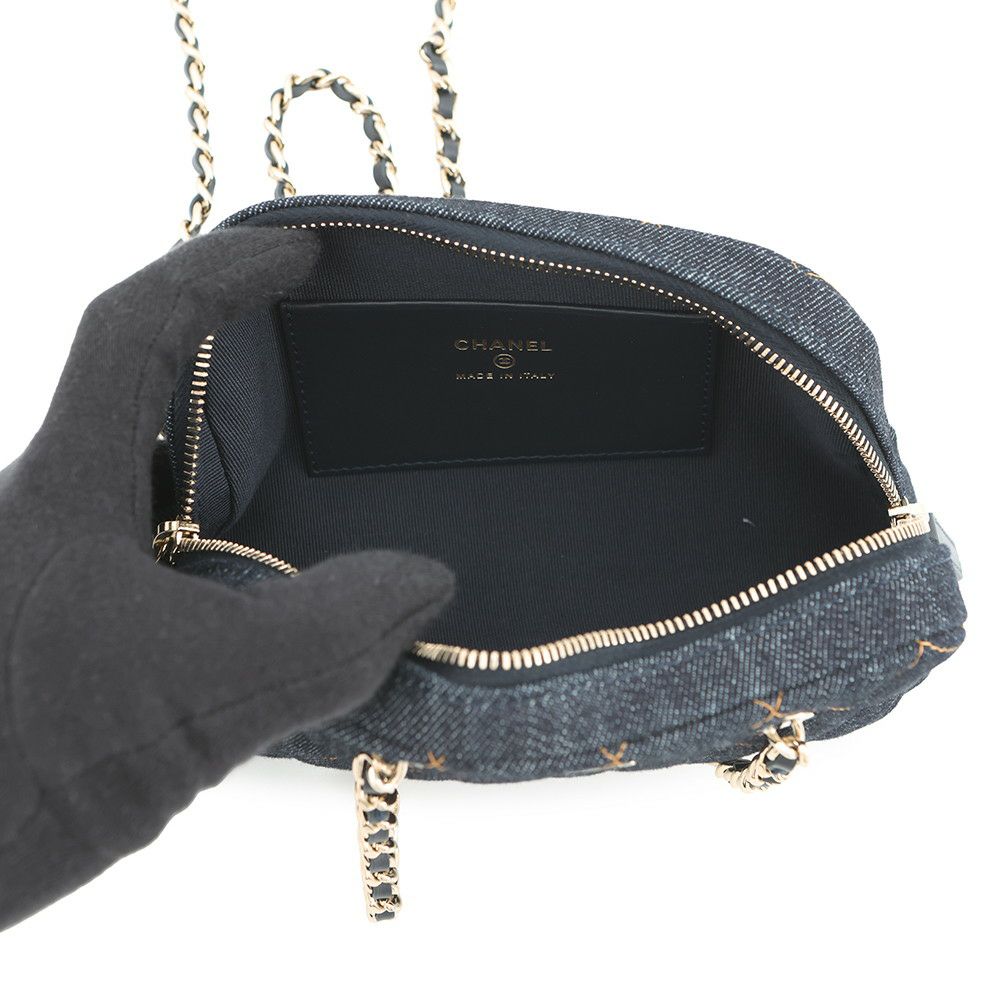 シャネル チェーンクラッチ ココマーク マトラッセ デニム AP5092 CHANEL チェーンショルダー 2026 春夏 プレコレクション