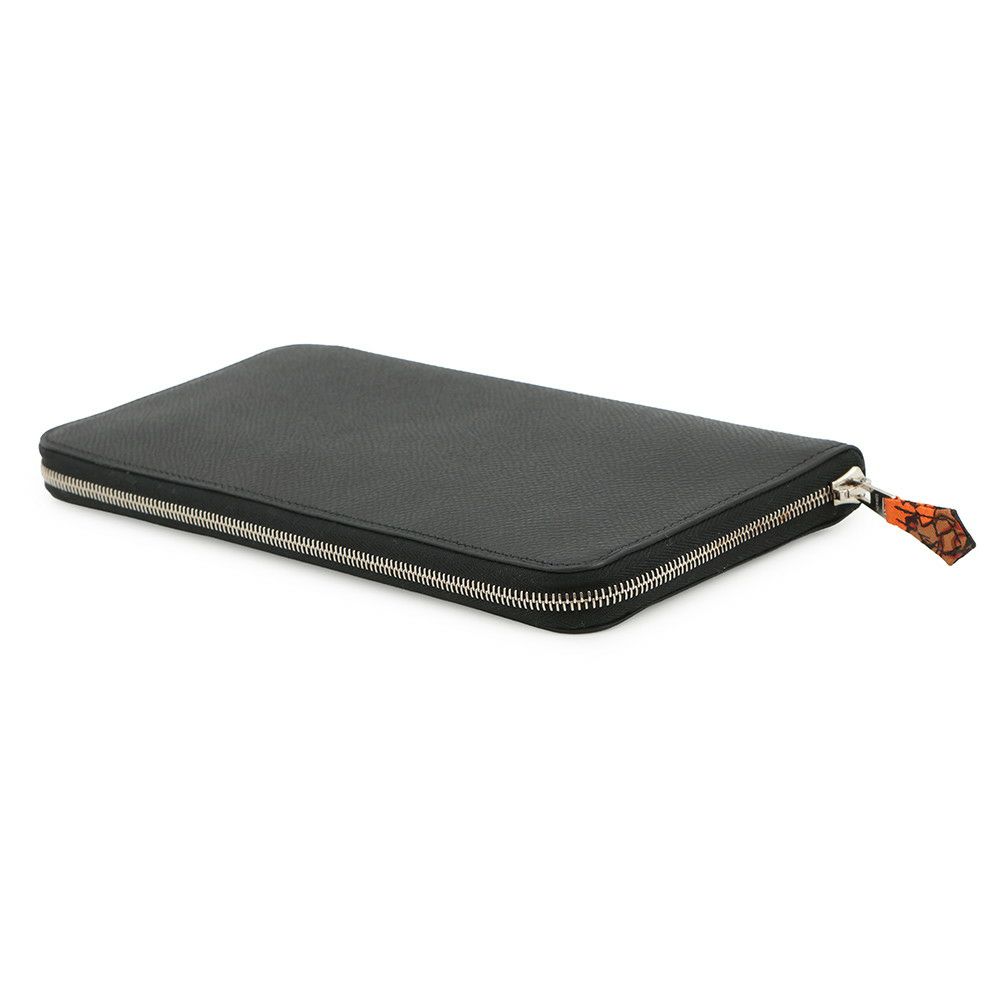 エルメス 長財布 アザップロング シルクイン ブラック/シルバー金具 エプソン M刻印 HERMES 財布 黒