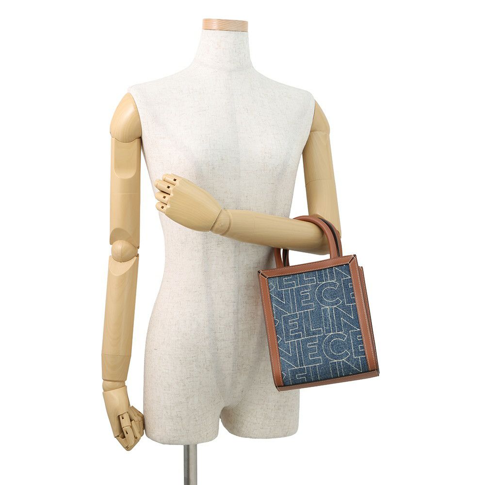 セリーヌ ハンドバッグ バーティカル カバ ミニ デニム/レザー 193302 CELINE 2wayショルダーバッグ