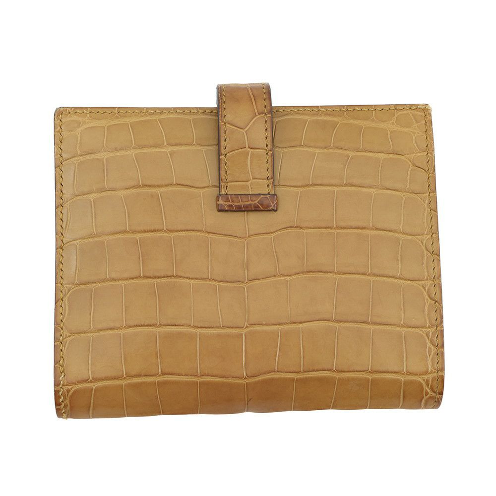 エルメス 二つ折り財布 ベアンコンパクト クラフト/ゴールド金具 アリゲーターマット B刻印 HERMES 財布