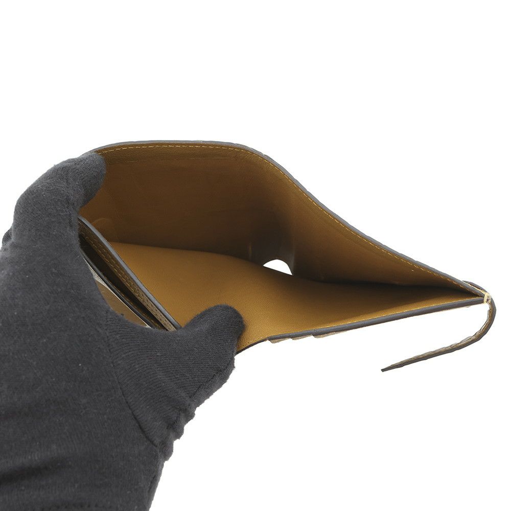 エルメス 二つ折り財布 ベアンコンパクト クラフト/ゴールド金具 アリゲーターマット B刻印 HERMES 財布