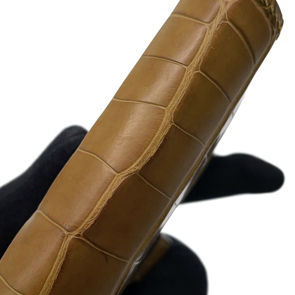 エルメス 二つ折り財布 ベアンコンパクト クラフト/ゴールド金具 アリゲーターマット B刻印 HERMES 財布