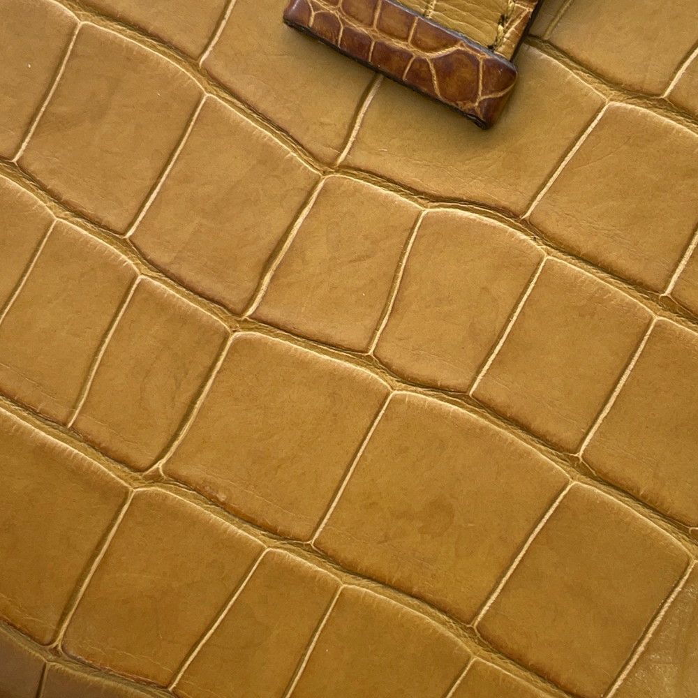 エルメス 二つ折り財布 ベアンコンパクト クラフト/ゴールド金具 アリゲーターマット B刻印 HERMES 財布