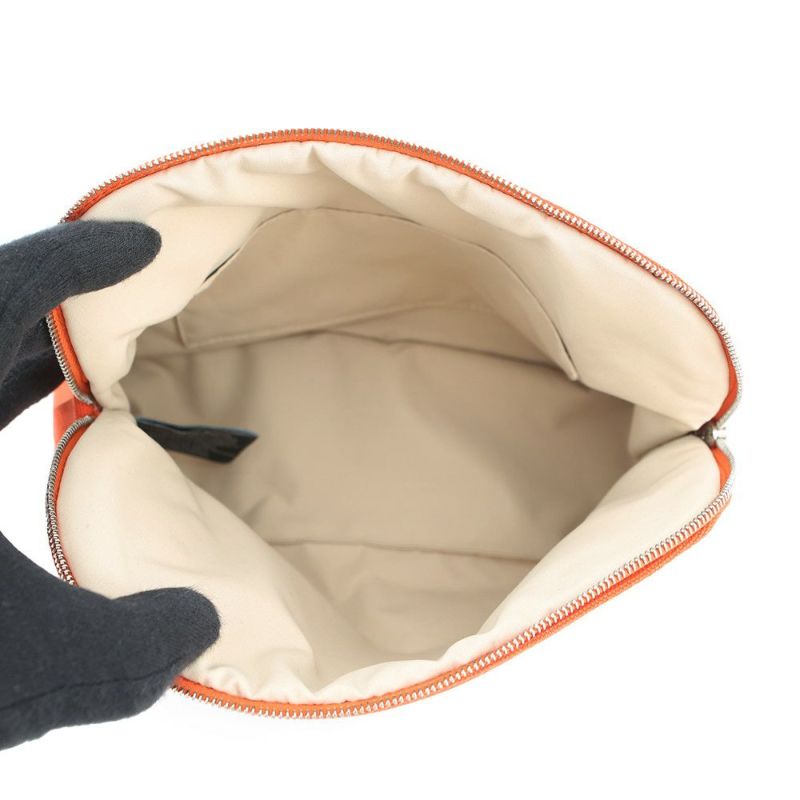 エルメス ポーチ ボリードポーチMM オレンジ/シルバー金具 キャンバス HERMES 化粧ポーチ 小物入れ