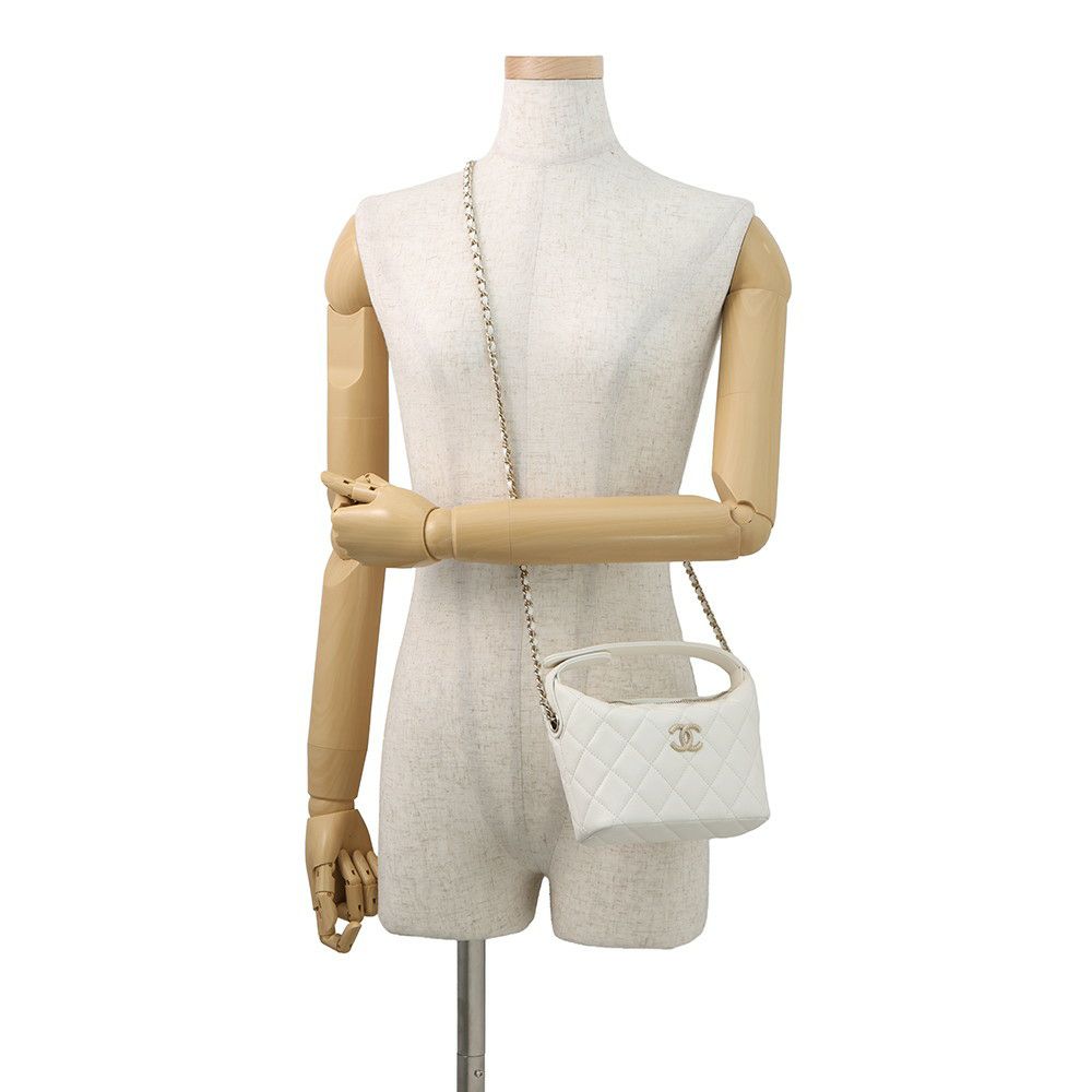 シャネル ハンドバッグ ココマーク マトラッセ キャビアスキン AP4747 CHANEL 2ｗayチェーンショルダーバッグ 白