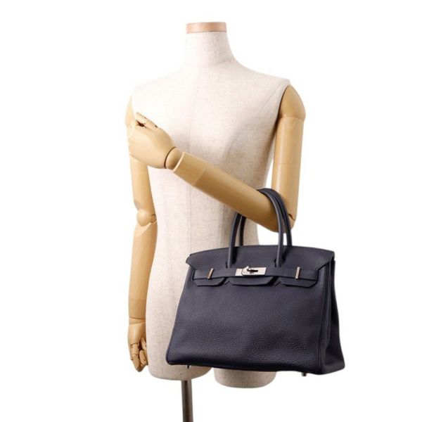 エルメス バーキン30 ヴェルソ ブルーニュイ/ローズパープル/シルバー金具 トリヨンクレマンス C刻印 HERMES Birkin ハンドバッグ