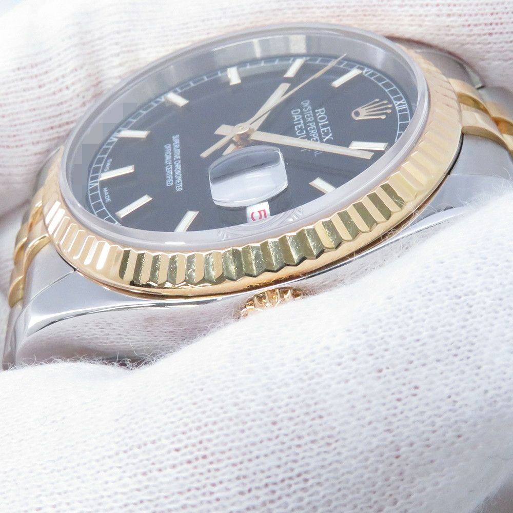 ロレックス デイトジャスト Y番 SS/K18YG コンビ 116233 ROLEX 腕時計 ブラック文字盤