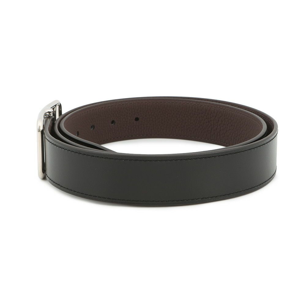 エルメス ベルト ケープコッド ブラック/エベンヌ/シルバー金具 ボックスカーフ/トゴ W刻印 サイズ90 メンズ 黒