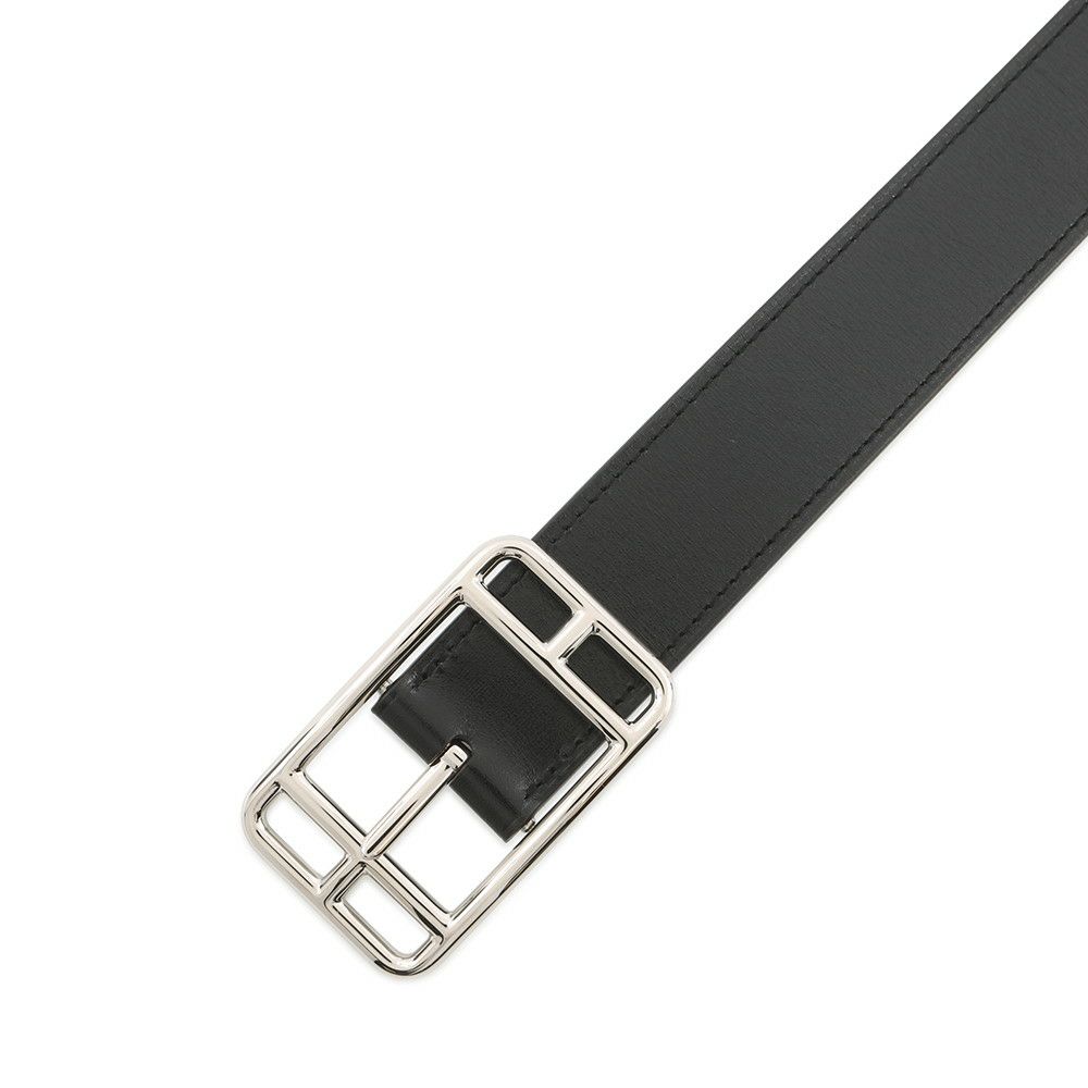 エルメス ベルト ケープコッド ブラック/エベンヌ/シルバー金具 ボックスカーフ/トゴ W刻印 サイズ90 メンズ 黒