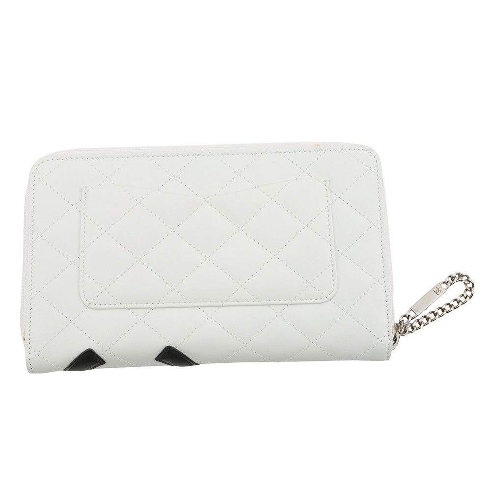シャネル 長財布 マトラッセ ココマーク カンボンライン ラウンドファスナー カーフスキン A26710 CHANEL 白 黒