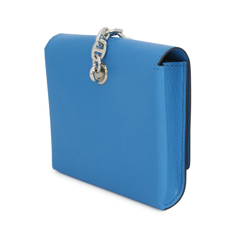 エルメス ショルダーウォレット シェーヌダンクル コンパクト ブルーセリージュ/シルバー金具 シェブルミゾル B刻印 財布