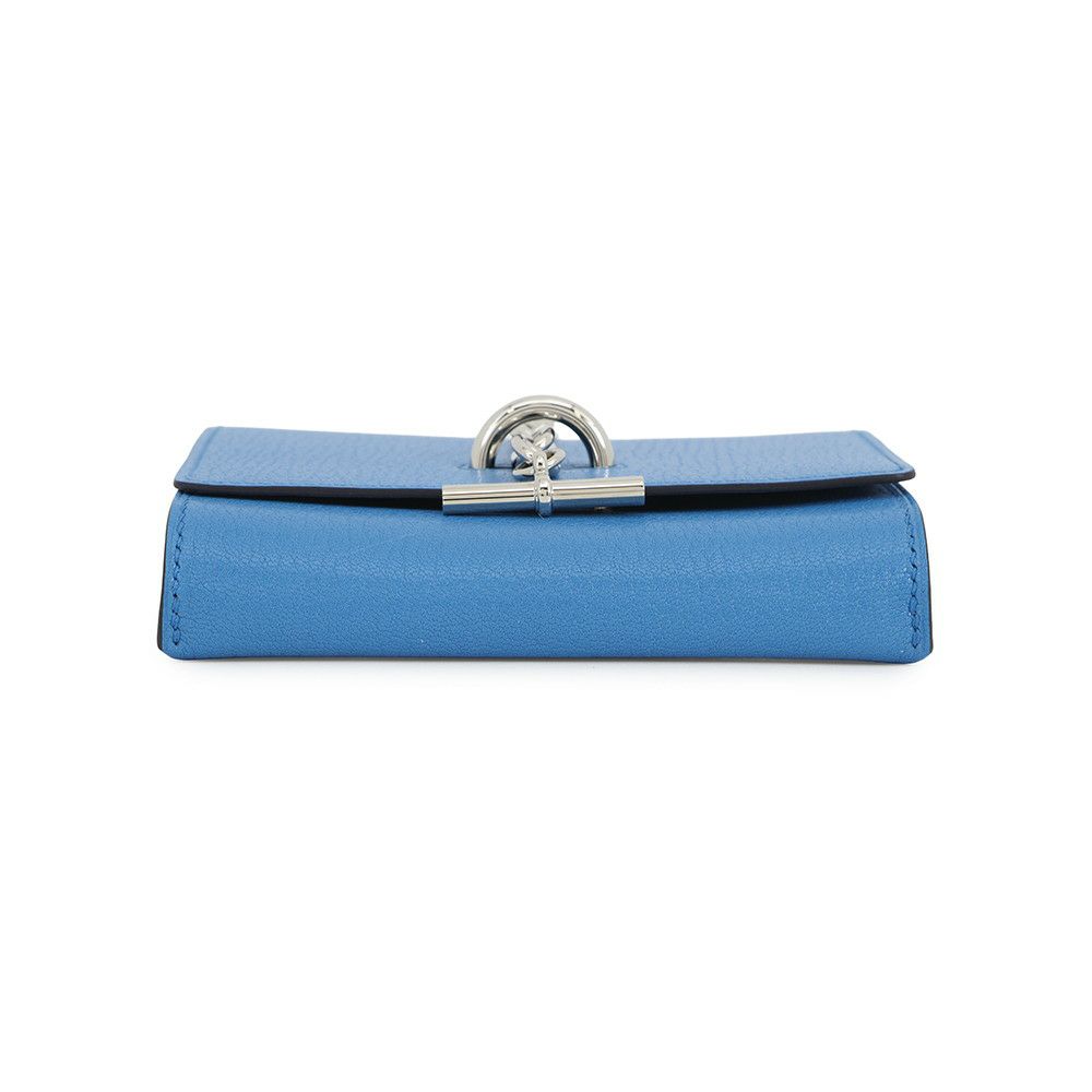 エルメス ショルダーウォレット シェーヌダンクル コンパクト ブルーセリージュ/シルバー金具 シェブルミゾル B刻印 財布