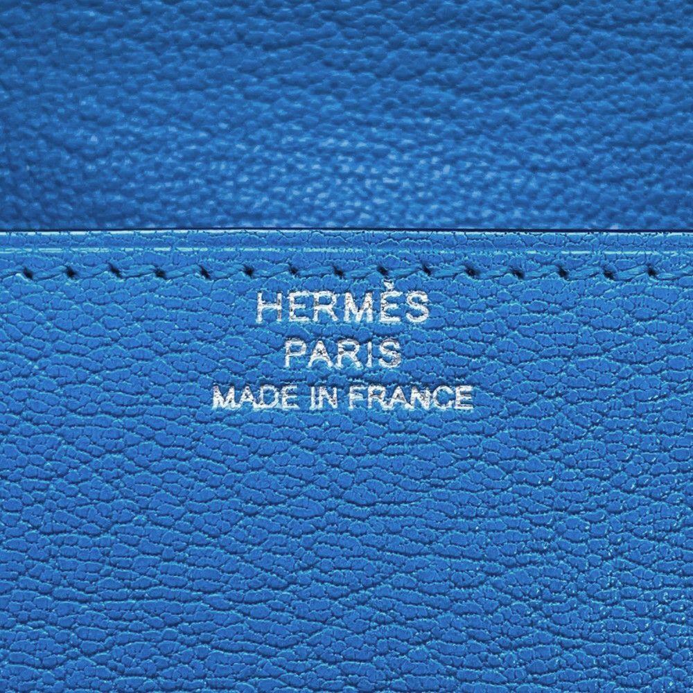 エルメス ショルダーウォレット シェーヌダンクル コンパクト ブルーセリージュ/シルバー金具 シェブルミゾル B刻印 財布