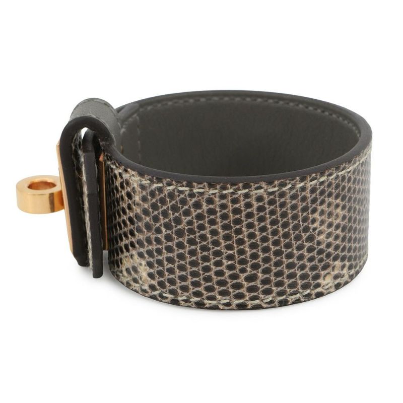 エルメス ブレスレット ケリーツイスト PM オンブレ/ゴールド金具 リザードナチュラ B刻印 サイズT2 バングル