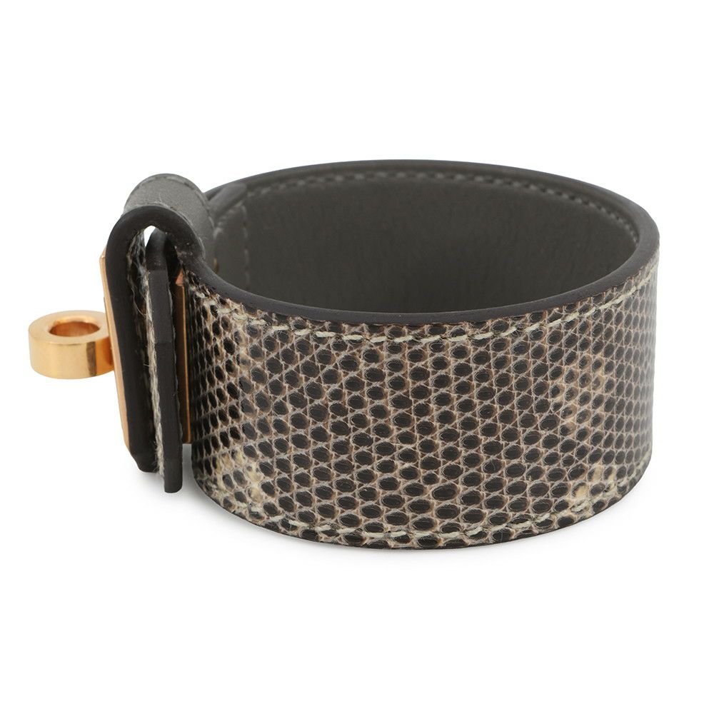 エルメス ブレスレット ケリーツイスト PM オンブレ/ゴールド金具 リザードナチュラ B刻印 サイズT2 バングル