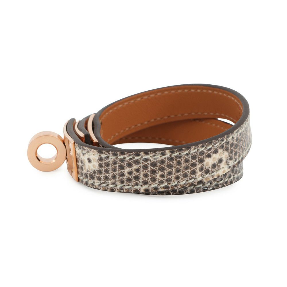 エルメス ブレスレット ケリー ドゥブルトゥール オンブレ/ピンクゴールド金具 リザードナチュラ W刻印 T3