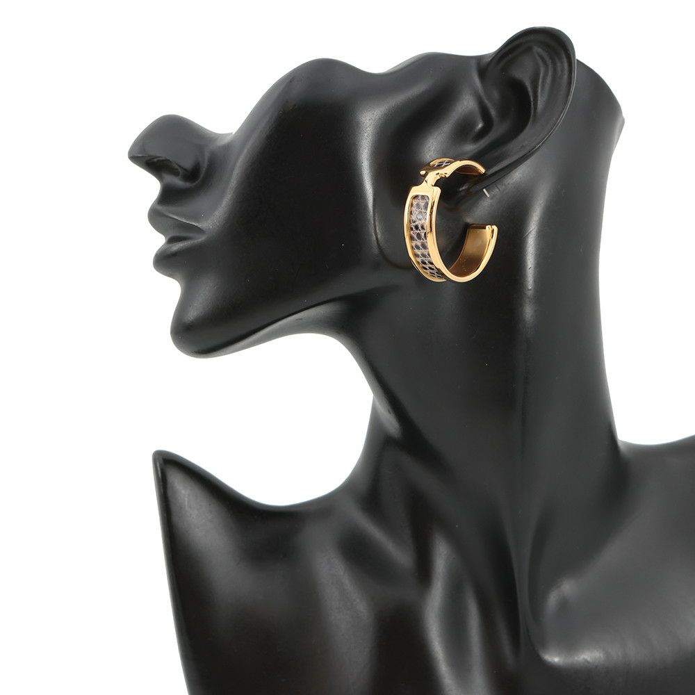エルメス ピアス オランプ オンブル/ゴールド金具 リザードナチュラ HERMES アクセサリー
