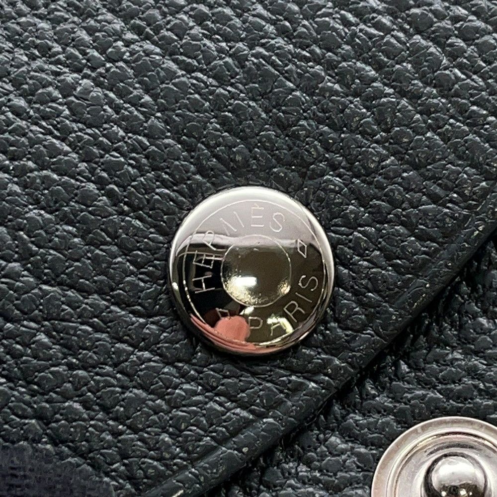 エルメス コインケース カルヴィ デュオ ヴェルソ グリミスティ/ブラック/シルバー金具 シェブルミゾル W刻印 シェーブル