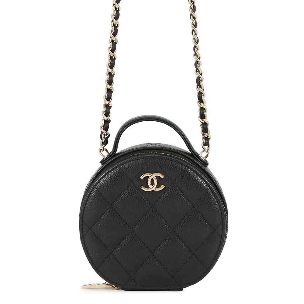 シャネル チェーンショルダーバッグ マトラッセ スモールヴァニティバッグ キャビアスキン AP2502 CHANEL 黒