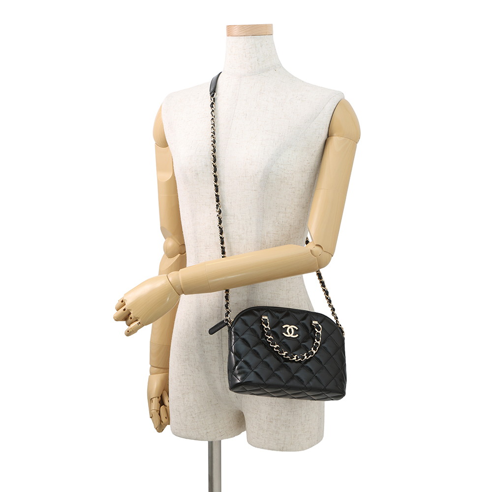 シャネル チェーンショルダーバッグ マトラッセ シャイニーラムスキン AS5130 CHANEL 2ｗay 黒