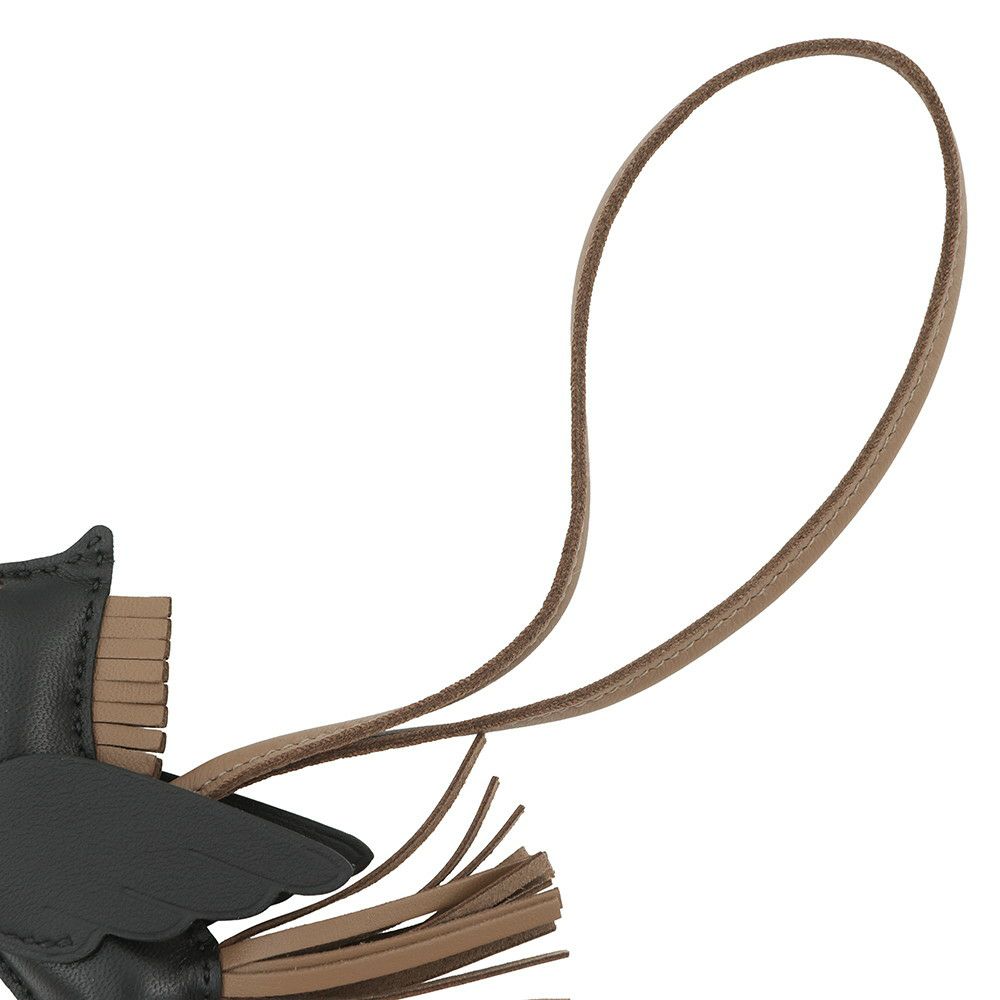 エルメス バッグチャーム ロデオPM ペガサス ブラック/エトゥープ ラムスキン W刻印 黒