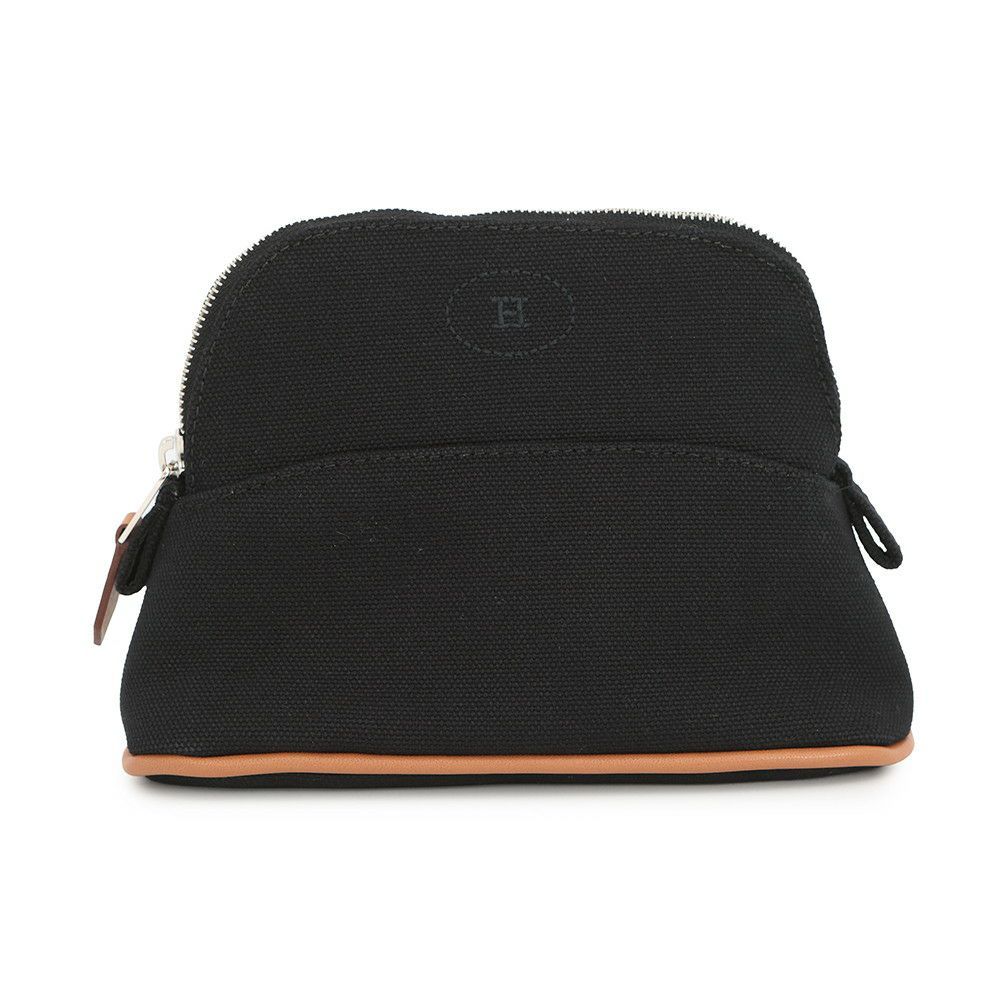 エルメス ポーチ ボリードポーチ ミニミニ ブラック/シルバー金具 コットン HERMES 小物入れ 黒