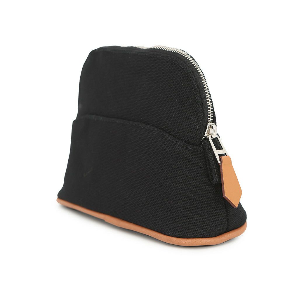 エルメス ポーチ ボリードポーチ ミニミニ ブラック/シルバー金具 コットン HERMES 小物入れ 黒