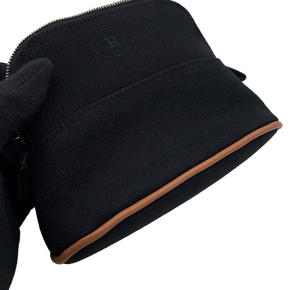 エルメス ポーチ ボリードポーチ ミニミニ ブラック/シルバー金具 コットン HERMES 小物入れ 黒