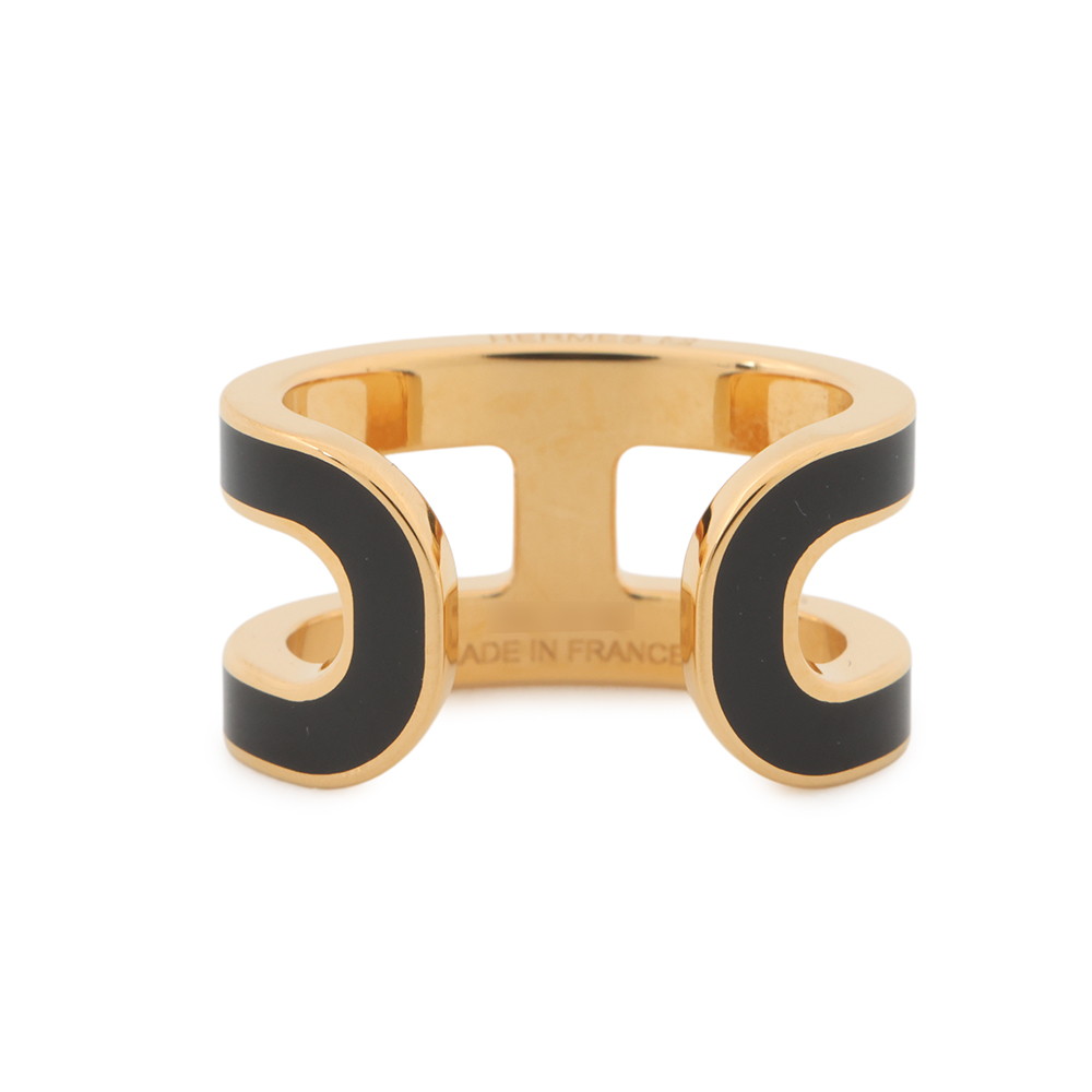エルメス イヤーカフ ポップH ブラック/ゴールド金具 HERMES アクセサリー シングル 黒