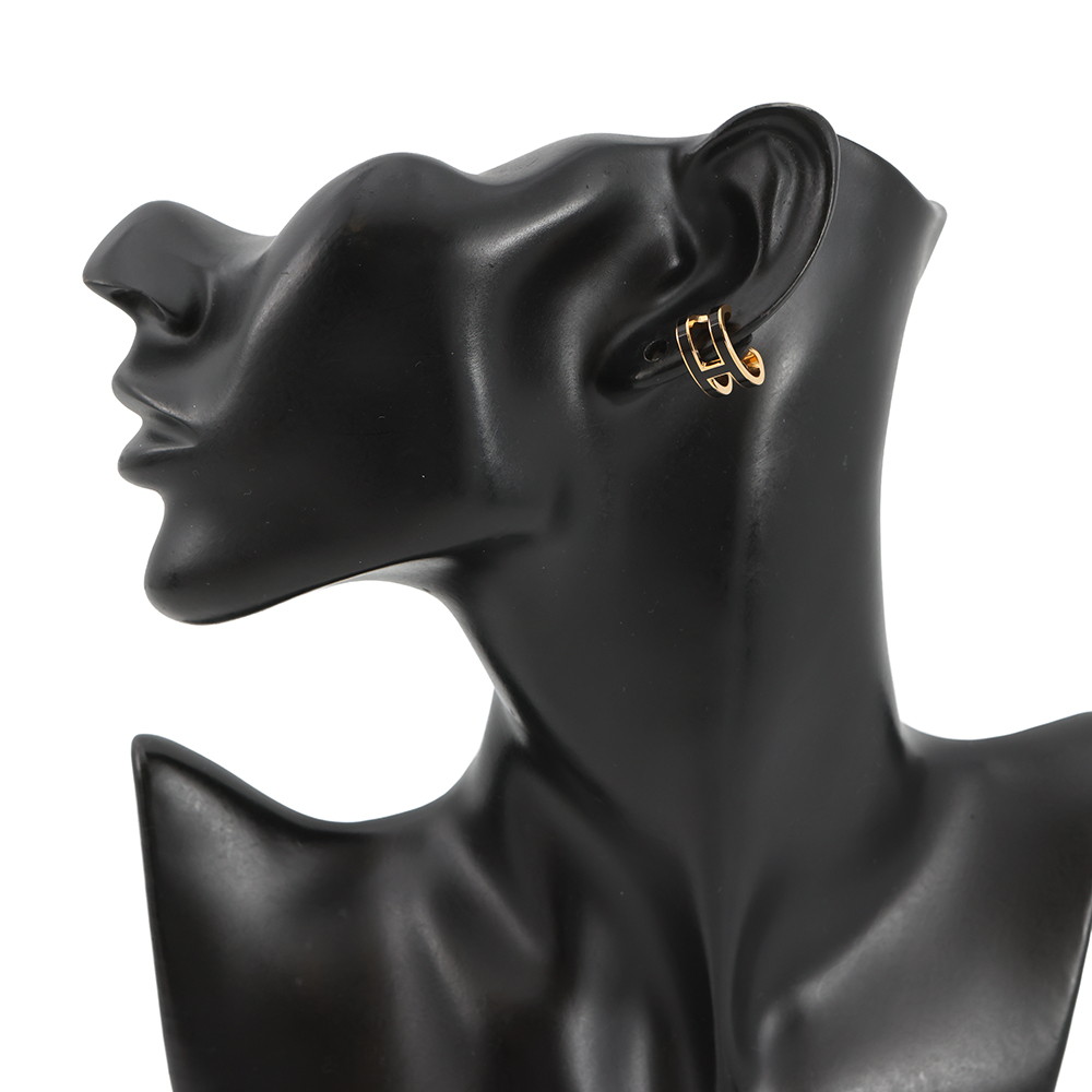 エルメス イヤーカフ ポップH ブラック/ゴールド金具 HERMES アクセサリー シングル 黒