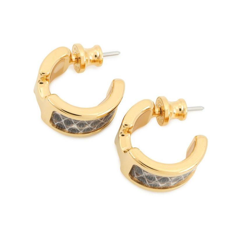 エルメス ピアス オランプPM オンブレ/ゴールド金具 リザード HERMES アクセサリー