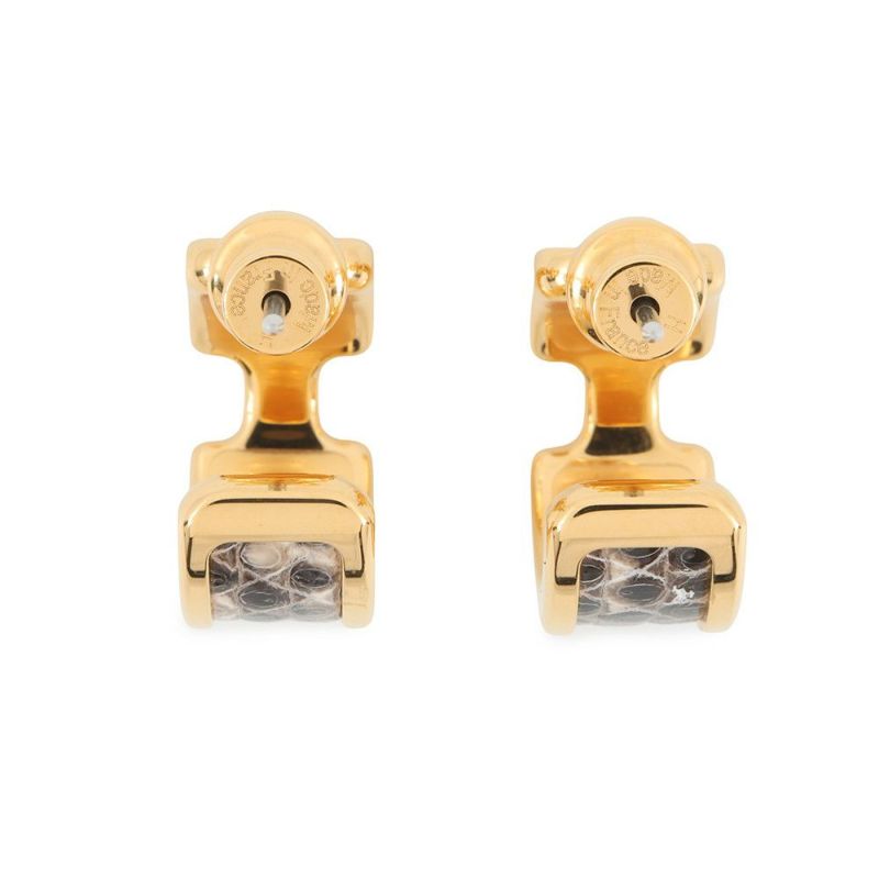 エルメス ピアス オランプPM オンブレ/ゴールド金具 リザード HERMES アクセサリー