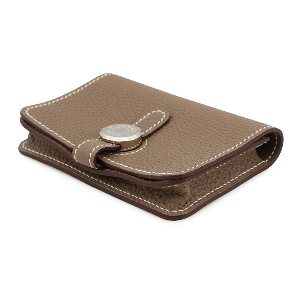 エルメス カードケース ドゴン エトゥープ/シルバー金具 トリヨンクレマンス W刻印 HERMES 名刺入れ