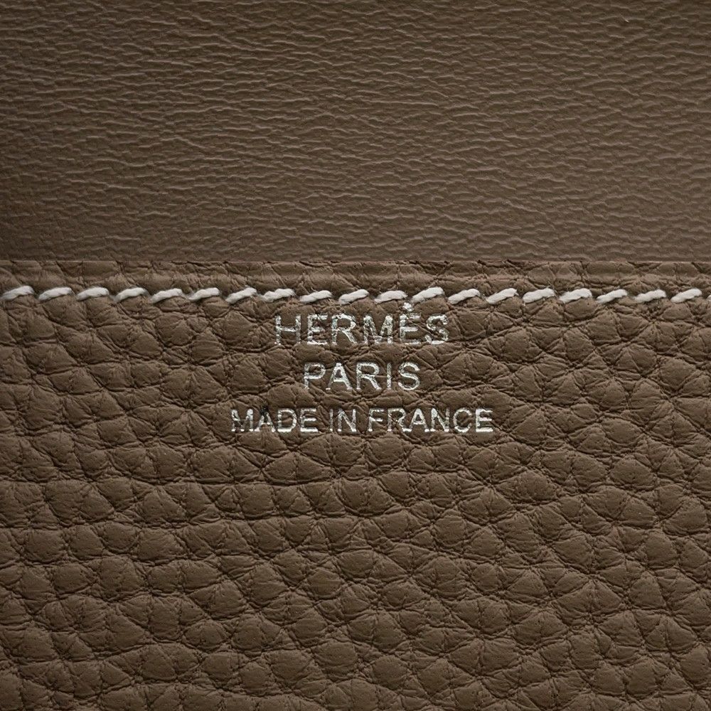エルメス カードケース ドゴン エトゥープ/シルバー金具 トリヨンクレマンス W刻印 HERMES 名刺入れ