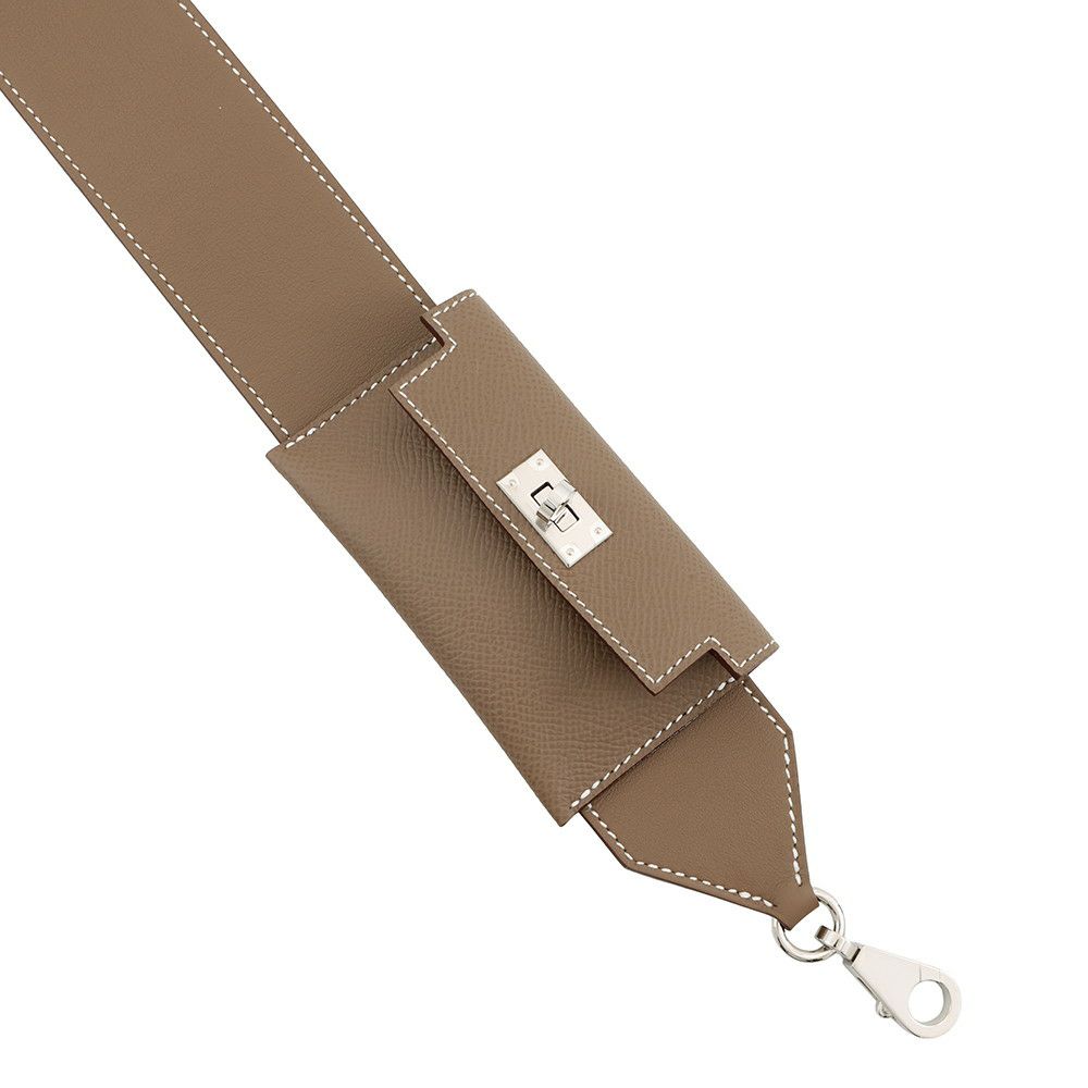 エルメス ショルダーストラップ バンドリエール ケリーポケット エトゥープ/シルバー金具 スイフト/エプソン B刻印