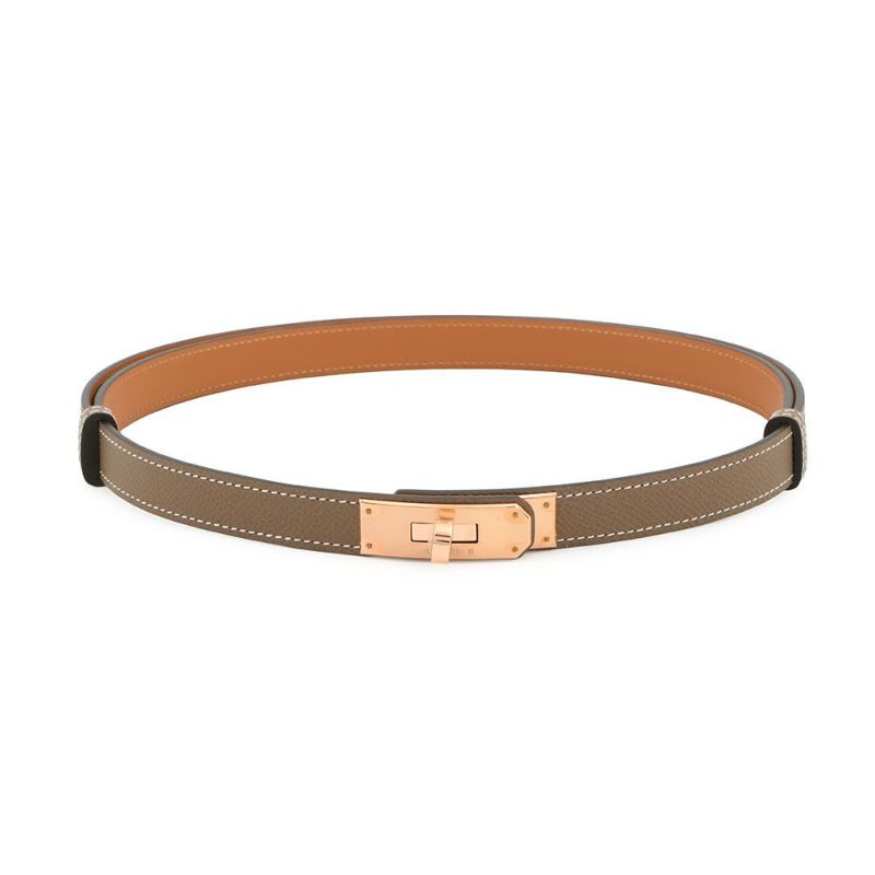 エルメス ケリーベルト エトゥープ/ピンクゴールド金具 エプソン B刻印 HERMES べルト