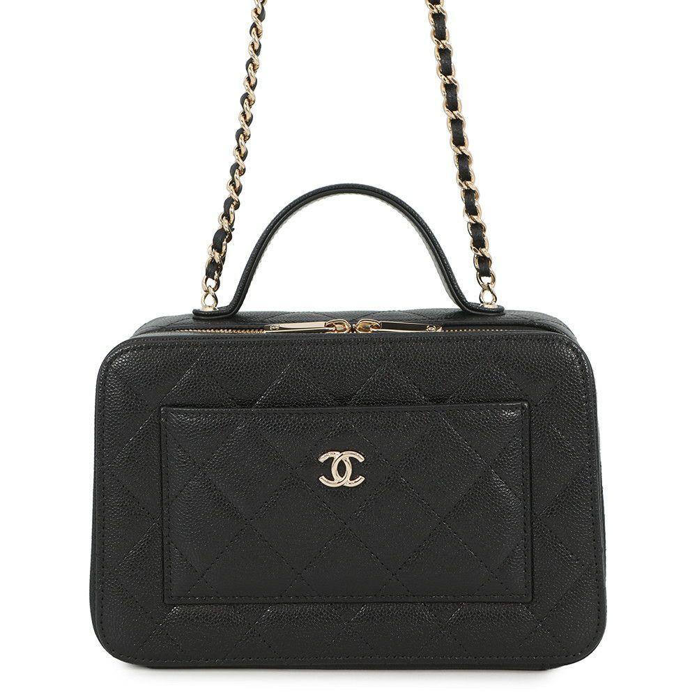 シャネル チェーンショルダーバッグ ココマーク マトラッセ バニティ キャビアスキン AP4778 CHANEL 黒