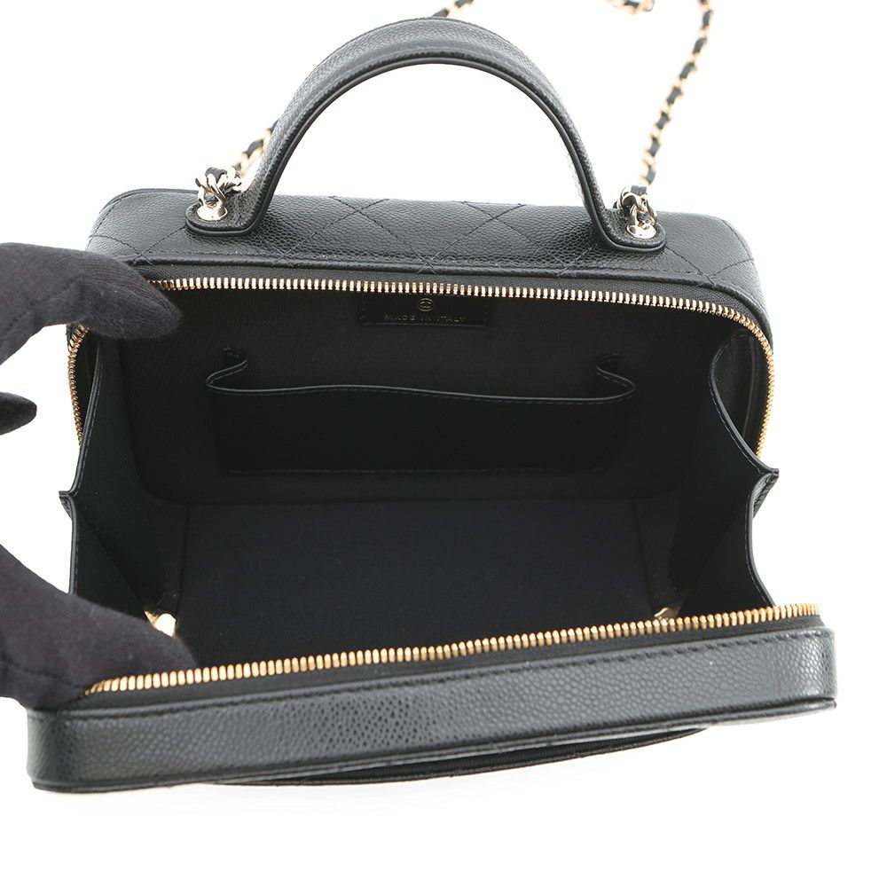 シャネル チェーンショルダーバッグ ココマーク マトラッセ バニティ キャビアスキン AP4778 CHANEL 黒